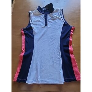 Callaway Color Block Golf Top Sleeveless Snap Mock Neck Size M
